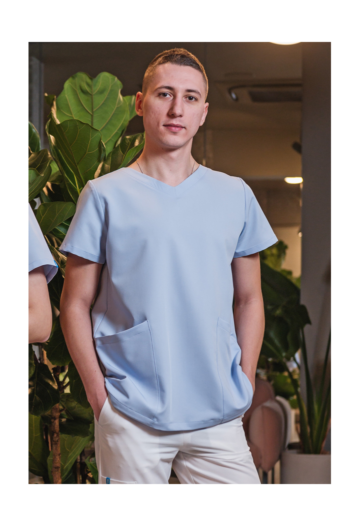 Bluza męska - Base - scrub medyczny - błękitny