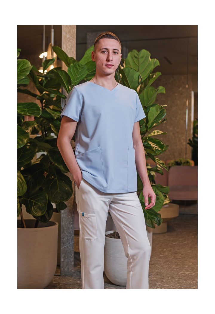Bluza męska - Base - scrub medyczny - błękitny