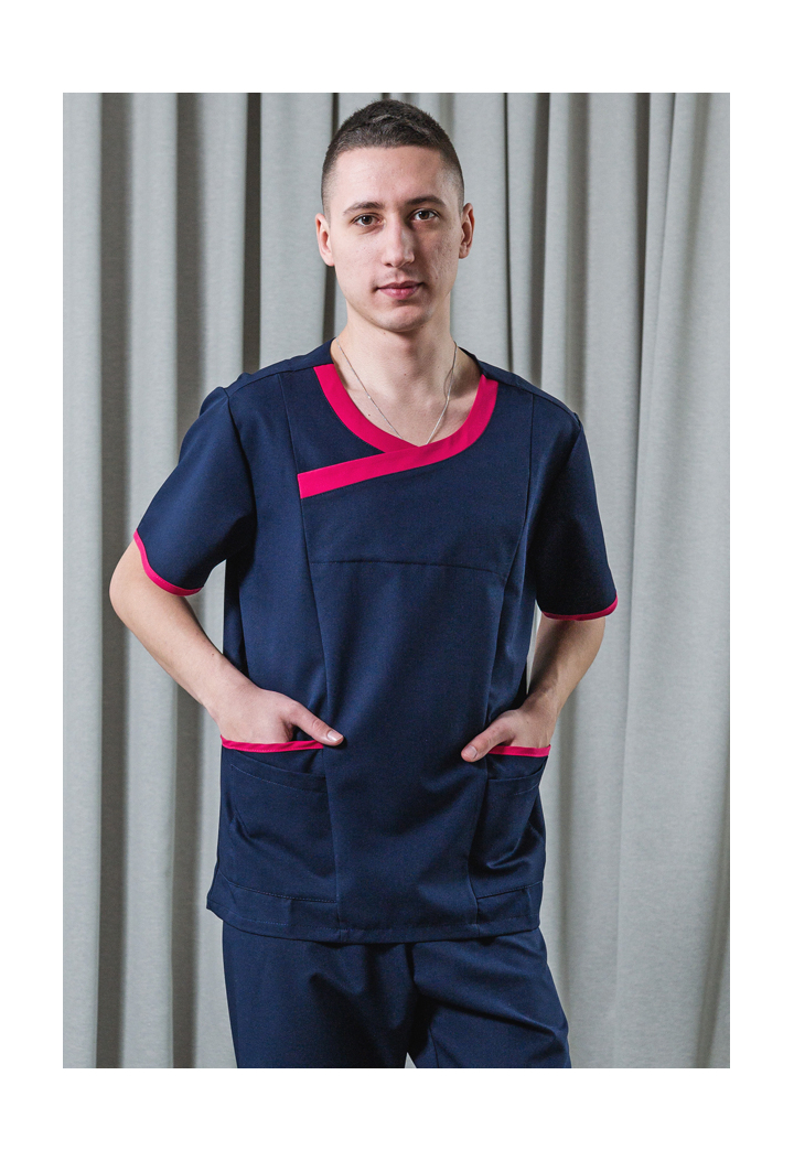 Bluza męska - Dynamic - scrub medyczny - granatowo-amarantowa