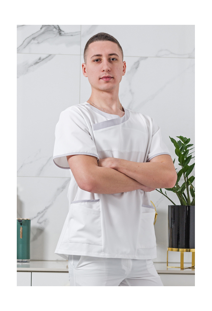 Bluza męska - Dynamic - scrub medyczny - biało-szara