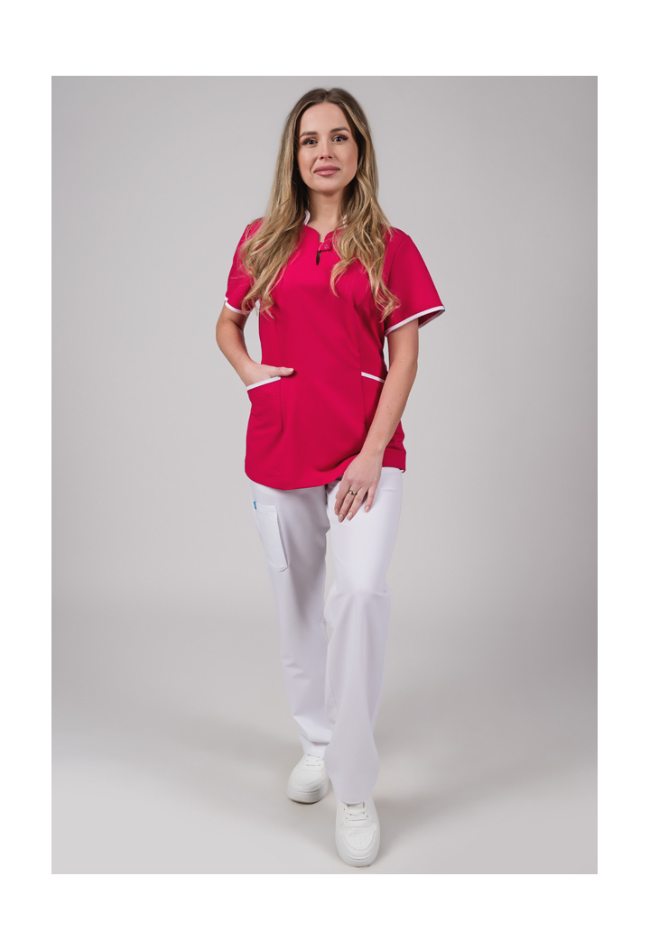 Bluza damska - Classic - scrub medyczny - amarantowy