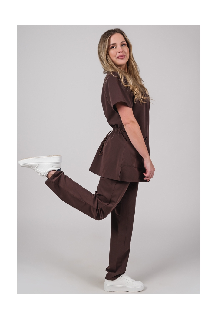 Bluza damska - Pure - scrub medyczny - czekoladowa