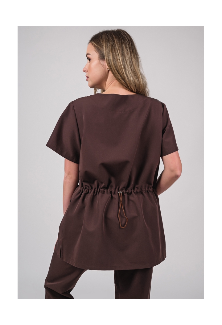 Bluza damska - Pure - scrub medyczny - czekoladowa