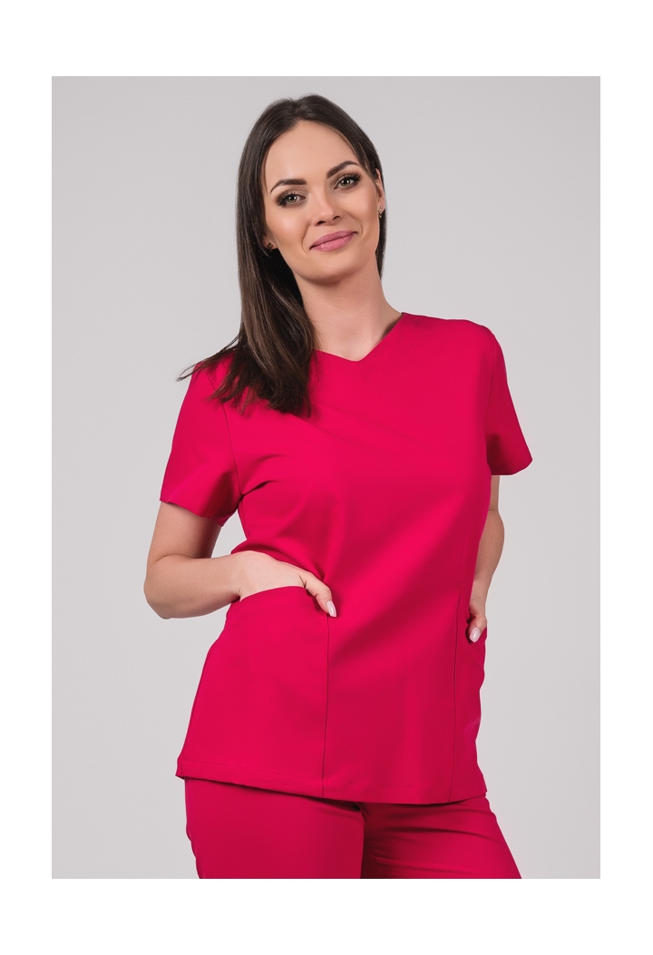 Bluza damska - Base - scrub medyczny - amarantowy