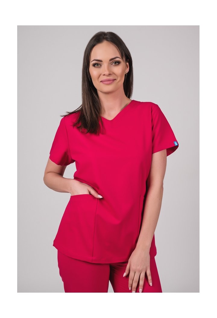 Bluza damska - Base - scrub medyczny - amarantowy