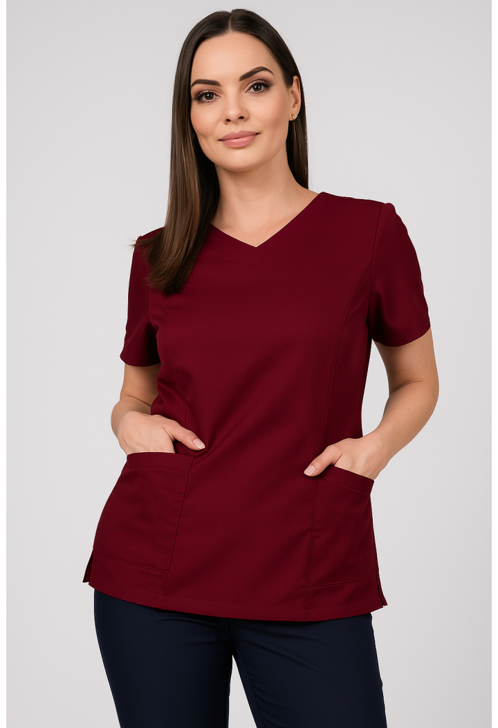 Bluza damska - Pure - scrub medyczny - amarantowy