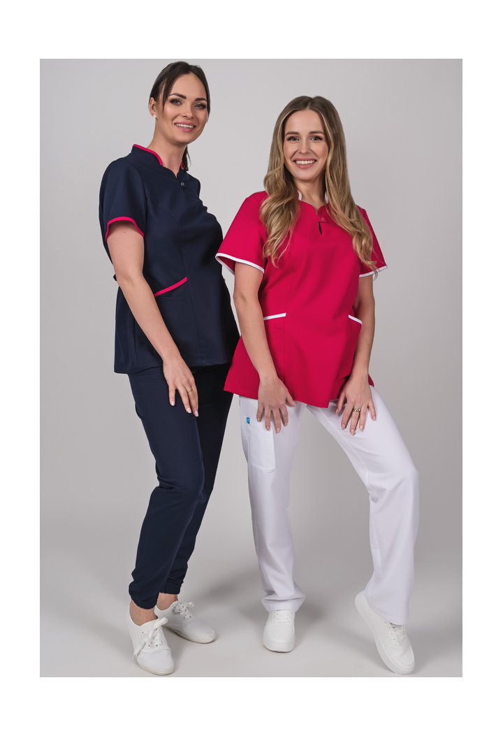 Bluza damska - Classic - scrub medyczny - amarantowy